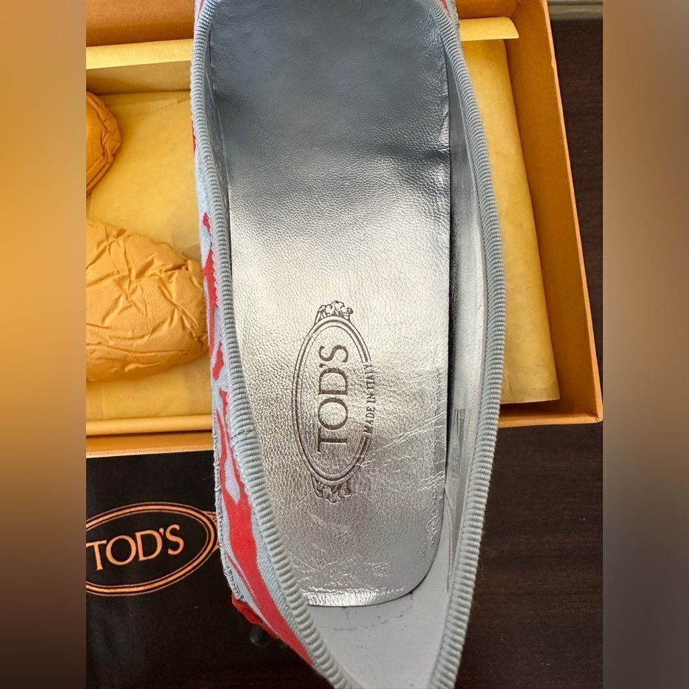 TOD’S Stylish Red and Gray Women's Pantofola loafers size 7 new - Picture 13 of 15